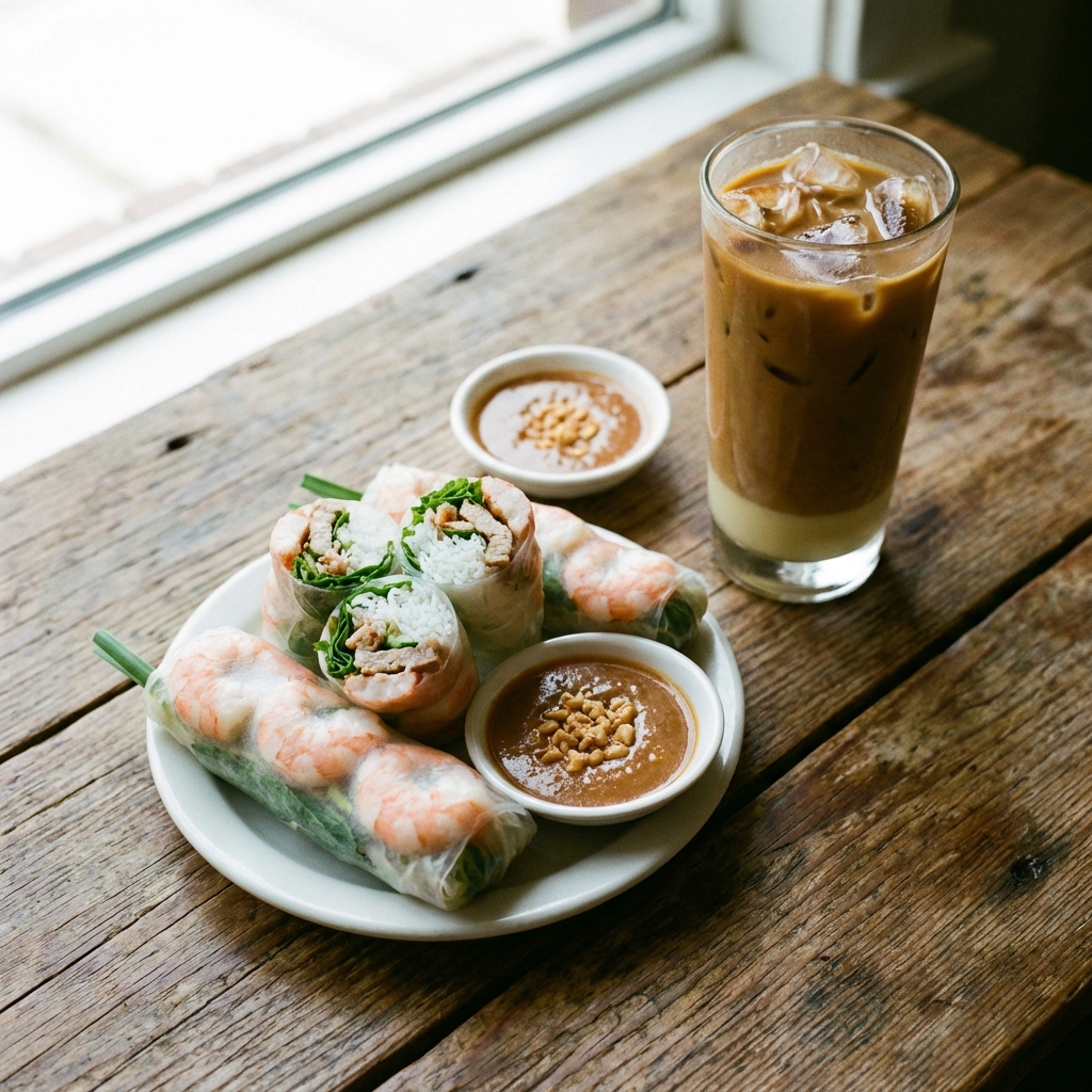 Vietnam Spring Rolls and Coffee